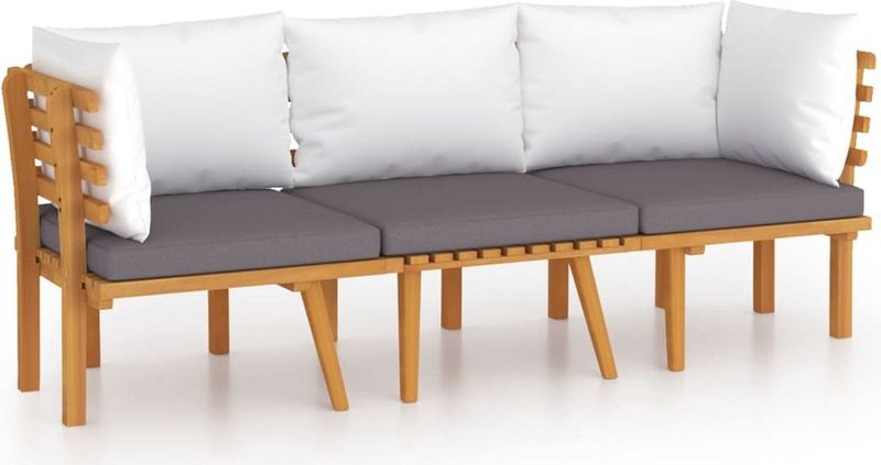 vidaXL 3-tlg. Garten-Lounge-Set mit Kissen Massivholz Akazie