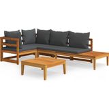 vidaXL-4-delige-Loungeset-met-donkergrijze-kussens-acaciahout