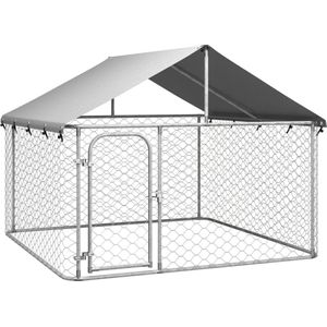 vidaXL-Hondenkennel-voor-buiten-met-dak-200x200x150-cm