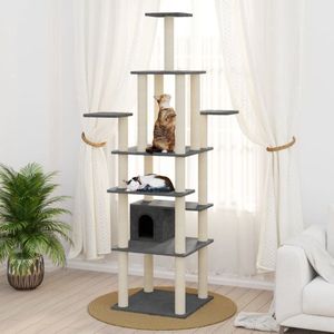 vidaXL Kratzbaum mit Sisal-Kratzsäulen Dunkelgrau 183 cm