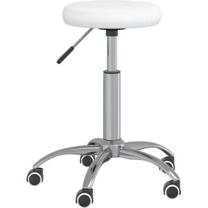 vidaXL Massagekruk - Wit - Kunstleer - Verchroomd Staal - Draaibaar