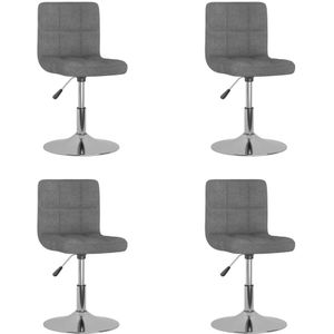 vidaXL - Eetkamerstoelen - 4 - st - draaibaar - stof - lichtgrijs