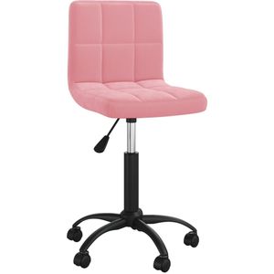 vidaXL - Eetkamerstoel - Roze - Fluweel - Draaibaar