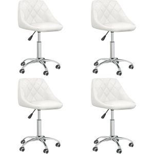 vidaXL - Eetkamerstoelen - draaibaar - 4 - st - kunstleer - wit