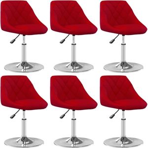 vidaXL - Eetkamerstoelen - draaibaar - 6 - st - fluweel - wijnrood