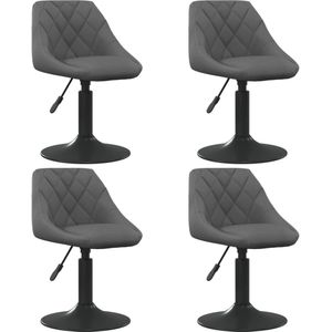 vidaXL Eetkamerstoelen - Draaibaar 4 St - Fluweel - Donkergrijs