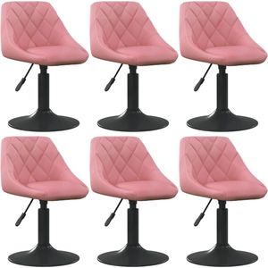 vidaXL Eetkamerstoelen draaibaar 6 st fluweel roze