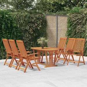 vidaXL - 7-delige - Tuinset - massief - eucalyptushout
