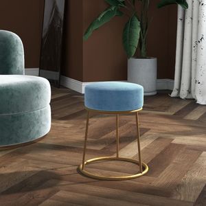 Runder Hocker Hellblau Samt Vidaxl