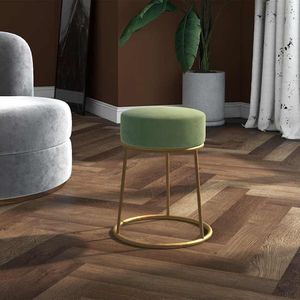 VidaXL Hocker Rond Fluweel Mosterdgroen
