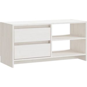 VidaXL TV-meubel 80x31x39 cm Massief Grenenhout Wit