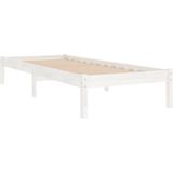 vidaXL Bedframe massief hout wit 75x190 cm