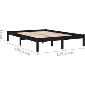 VidaXL Bedframe Massief Hout Zwart 120x190 cm - 4FT Small Double