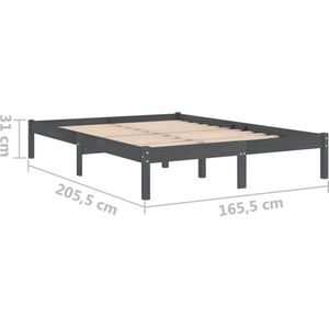 vidaXL-Bedframe-massief-grenenhout-grijs-160x200-cm