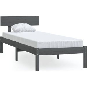 vidaXL-Bedframe-massief-grenenhout-grijs-100x200-cm