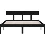 vidaXL Bedframe massief grenenhout zwart 150x200 cm