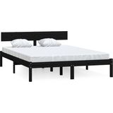 VidaXL Bedframe Massief Grenenhout Zwart 160x200 cm