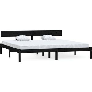 vidaXL Bedframe massief grenenhout zwart 180x200 cm UK Super King