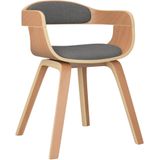 VidaXL Eetkamerstoelen 2 st Gebogen Hout & Stof Lichtgrijs