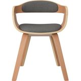 VidaXL Eetkamerstoelen 2 st Gebogen Hout & Stof Lichtgrijs