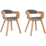 VidaXL Eetkamerstoelen 2 st Gebogen Hout & Stof Lichtgrijs