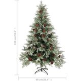 vidaXL Kerstboom met dennenappels 150 cm PVC en PE groen en wit - Inclusief stalen standaard