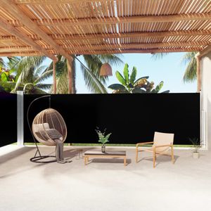 Juskys Zijluifel Dubai uittrekbaar ondoorzichtig, inkijkbescherming voor balkon en terras, zijrolgordijn met wandhouder - beige