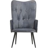 vidaXL Fauteuil Echt Leer Grijs