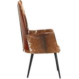 vidaXL Fauteuil harig echt leer bruin en wit