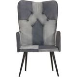 vidaXL Fauteuil echt leer grijs