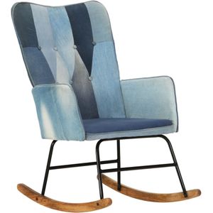 vidaXL - Schommelstoel - Patchwork - Blauw - Canvas