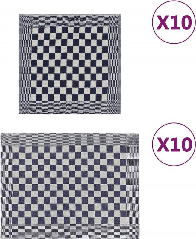 vidaXL - Keukendoekenset - Blauw en Wit - Katoen - 20 Delig