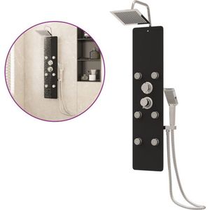 Douchekolom Hydromassage Roestvrijstalen Douchepaneel 3 Modi Wandmontage Douchekaneel Systeem Douchekamer met Spuitfles Hotel Waterkraan-7 * 20 * 140 cm (zwart