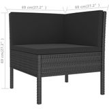6-tlg. Garten-Lounge-Set mit Auflagen Poly Rattan Schwarz vidaXL