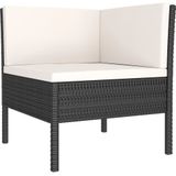 vidaXL 6-delige Loungeset met kussens poly rattan zwart