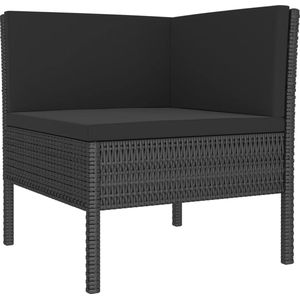 VidaXL 5-delige Loungeset met Kussens - Poly Rattan Zwart