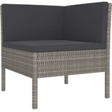 vidaXL 5-delige Loungeset met kussens poly rattan grijs