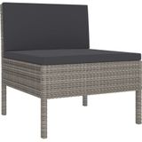 vidaXL 5-delige Loungeset met kussens poly rattan grijs