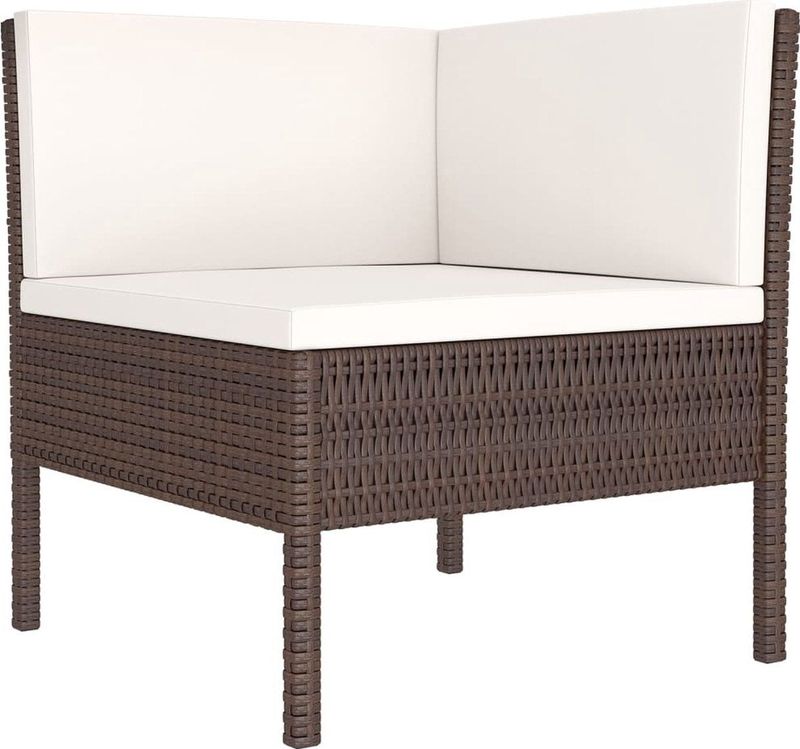 6-tlg. Garten-Lounge-Set mit Auflagen Poly Rattan Braun Vidaxl