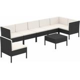 VidaXL 8-delige Loungeset met Kussens - Poly Rattan Zwart