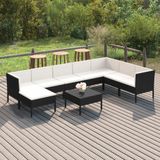 VidaXL 9-delige Loungeset met Kussens - Poly Rattan Zwart