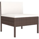 vidaXL 9-delige Loungeset met kussens poly rattan bruin