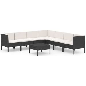 8-tlg. Garten-Lounge-Set mit Auflagen Poly Rattan Schwarz vidaXL