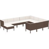 vidaXL 11-delige Loungeset met kussens poly rattan bruin