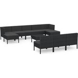vidaXL 11-tlg. Garten-Lounge-Set mit Auflagen Poly Rattan Schwarz