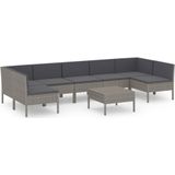 Vidaxl - 8-tlg. Garten-Lounge-Set mit Auflagen Poly Rattan Grau