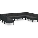 VidaXL 9-delige Loungeset met Kussens - Poly Rattan Zwart