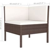 vidaXL 9-delige Loungeset met kussens poly rattan bruin