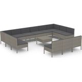 VidaXL 14-delige Loungeset met Kussens - Poly Rattan Grijs