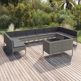 Vidaxl - 12-tlg. Garten-Lounge-Set mit Auflagen Poly Rattan Grau